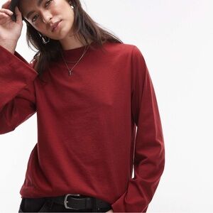 Topshop Red Long Sleeve Tee